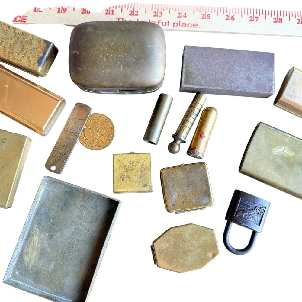 Vintage Brass‎ Metal Cases & Accessories Lot MCM Estate